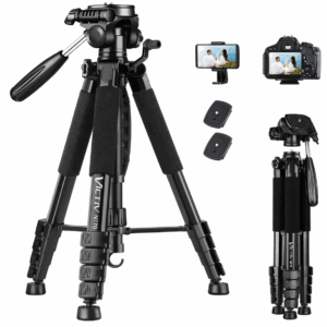 VICTIV 74” Camera Tripod, Tripod for Camera and Phone, Aluminum Professional Tripod Stand for Canon Nikon with Carry Bag and Phone Holder, Compatible with DSLR, iPhone, Spotting Scopes, Max Load 15 Lb